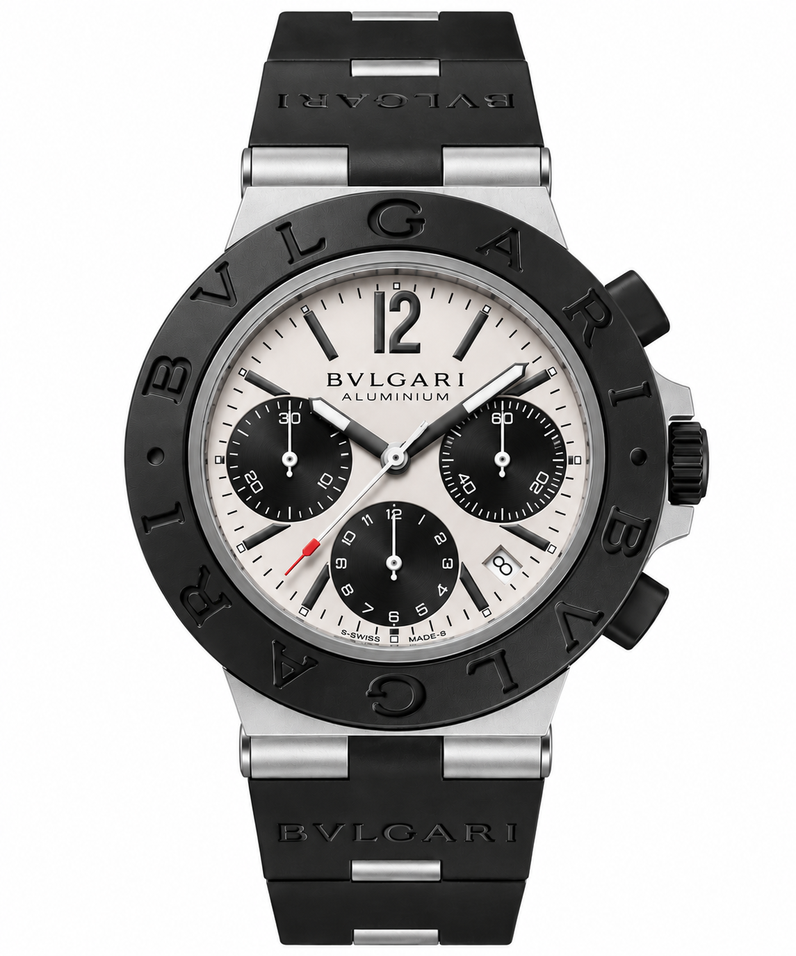 Ilustración digital del Bvlgari Aluminium Chronograph, fondo blanco