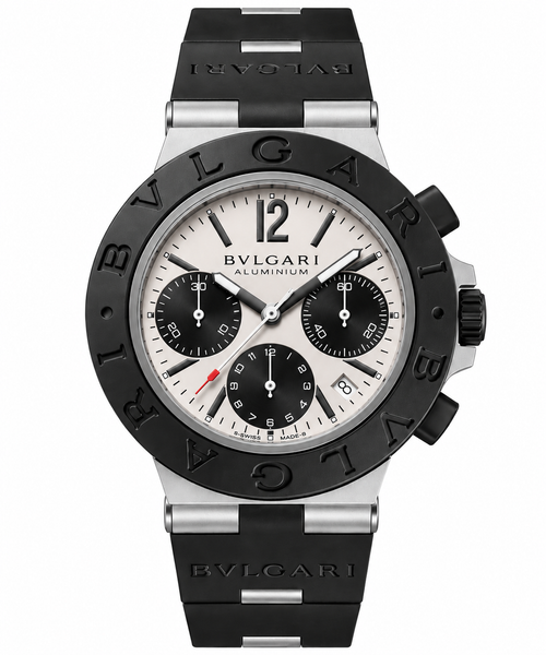 Ilustración digital del Bvlgari Aluminium Chronograph, fondo blanco